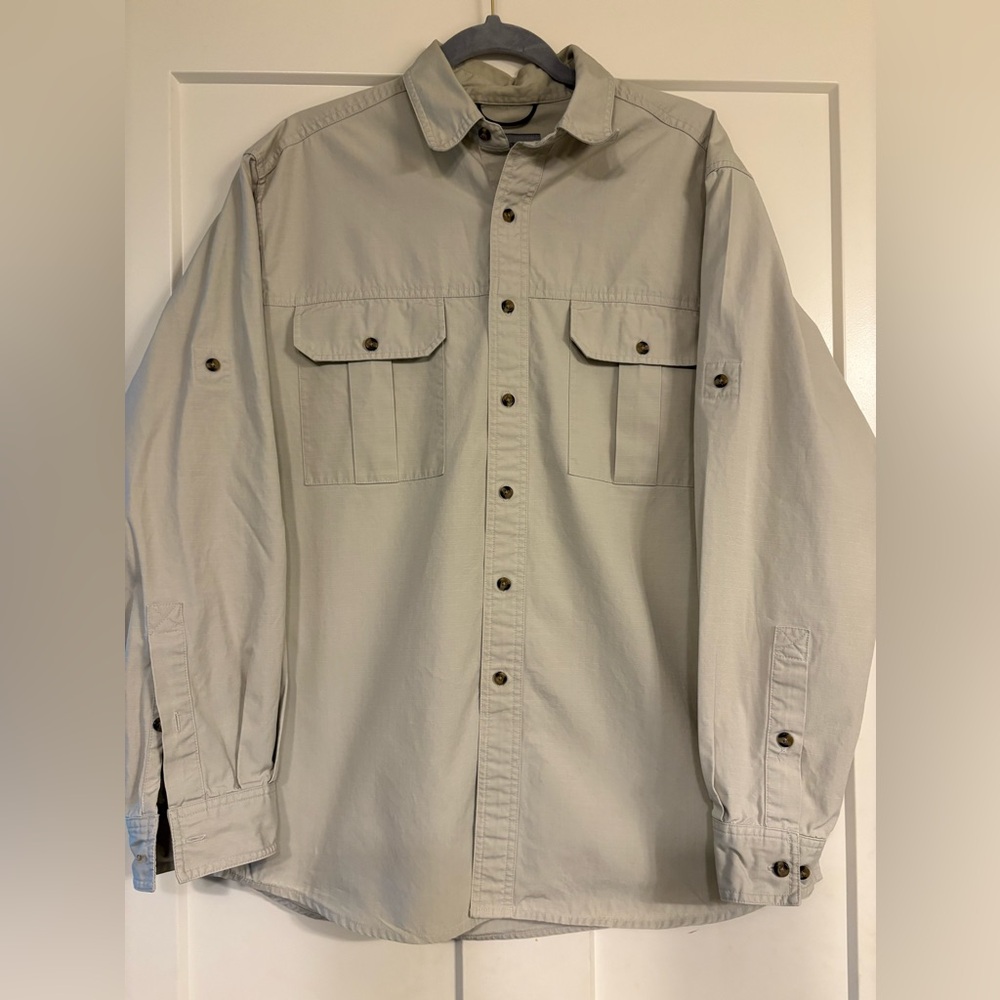 Eddie Bauer Khaki Button-Up Shirt - Men’s Medium